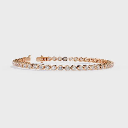 2.62Ct Round Cut Top Grade Diamond Unique Bezel Set Simple Delicate Cluster Tennis Bracelet Gift For Her