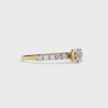 Round Cut  High Quality Lab Grown Diamond Half Eternity Elegant Accented Proposer Ring For Her