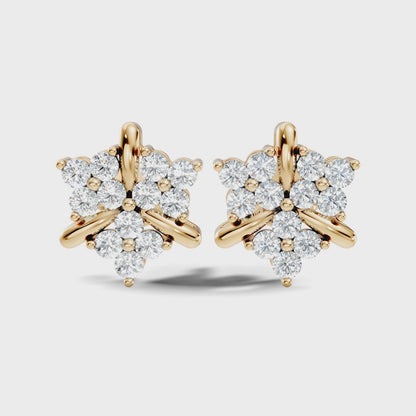 Round Lab Grown Diamond Floral Cluster Hoop Earring