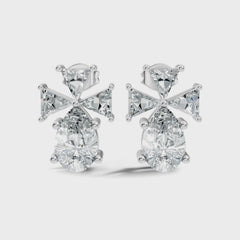 Triangle & Pear Lab Grown Diamond Vinatge Stud Earring