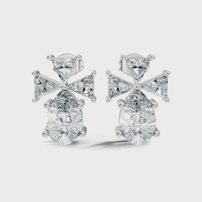 Triangle & Pear Lab Grown Diamond Vinatge Stud Earring