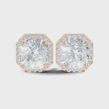 Radiant Square & Round Shape 4.02 Ct  Lab Grown Diamond 14k Solid Gold Stunning New Classic Studs Diamond Earrings For Her Gift