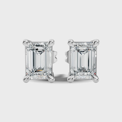 0.92 CT Emerald Cut Lab Grown Diamond Stud Earring