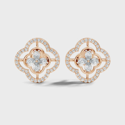 Round and Pear Cut Lab Grown Vintage Stud Diamond Earring