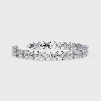 6.25Ct Marquise And Round Cut Diamond Antique Delicate  Vintage 14k Solid Rose Gold Stacking Wedding Tennis Bracelet Gift For Her