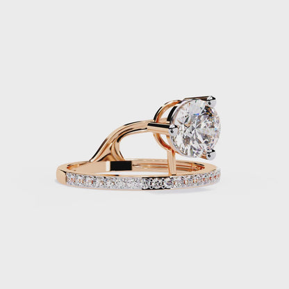 10k Solid White Gold 1.51Ct Round Cut Diamond Dainty Split Minimalist Party Wear Ring For Her