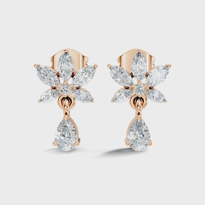 Marquise Cut Lab Grown Diamond Pear Shaped Drop Earring