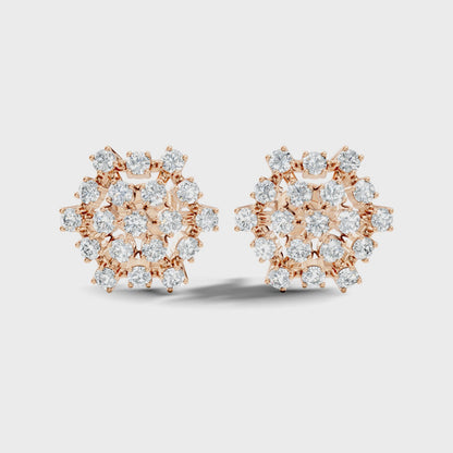 Round Cut Lab Grown Diamond Halo Stud Earring