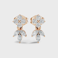 Round & Marquise Cut Lab Grown Diamond Drop Earring