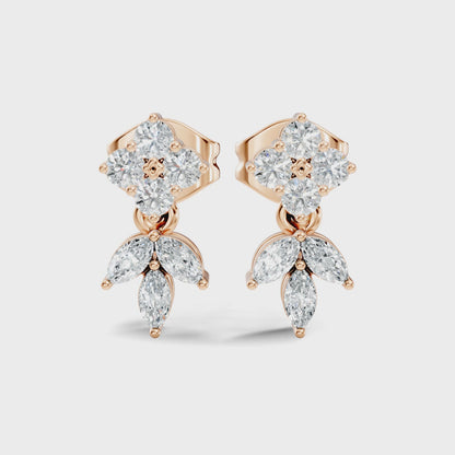 Round & Marquise Cut Lab Grown Diamond Drop Earring