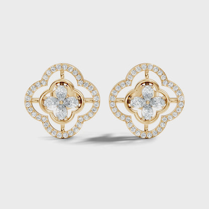 Round and Pear Cut Lab Grown Vintage Stud Diamond Earring