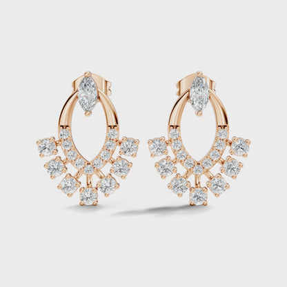 Marquise Shape Round & Marquise Cut Lab Grown Diamond Stud Earring