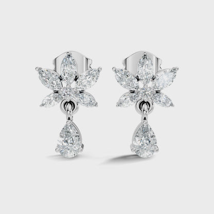 Marquise Cut Lab Grown Diamond Pear Shaped Drop Earring