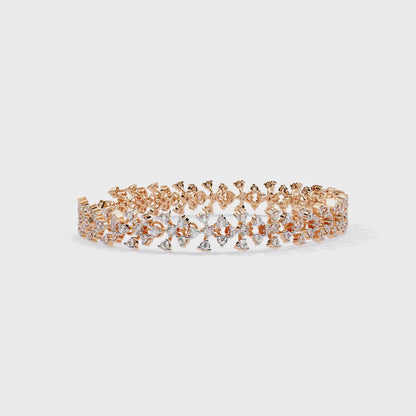 1.59Ct Round Cut Top Grade Diamond Antique Flower Shape Cluster Dainty Bridesmaid Tennis Bracelet Gift For Women's