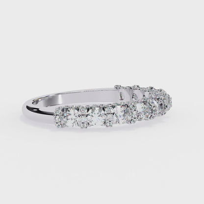 Round Cut Top Grade Diamond Elegance Classic Three Row Dainty Sparkling Proposer Ring For Women's