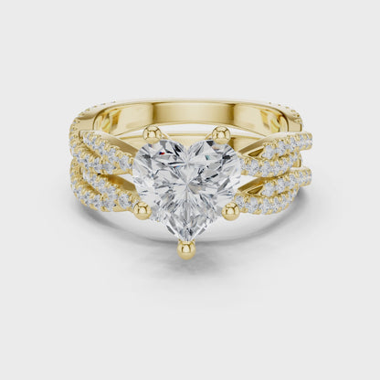 14 KT Solid White Gold Engagement Ring With Heart Cut Labgrown Diamond Perfect Gift For Valentine day