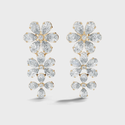 Pear Shape Lab Grown Diamond Floral Drop Earring
