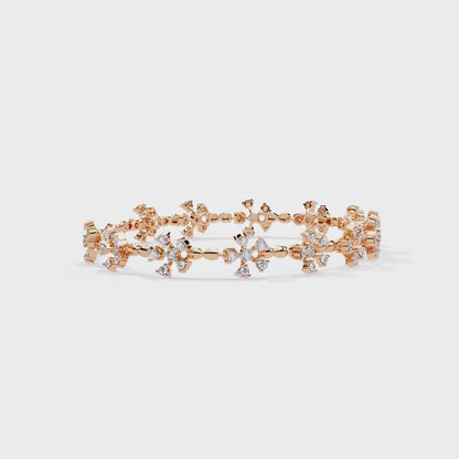 Round Cut Diamond Flower Shape Antique Stunning Sparkling Prefect Party Wear Tennis Bracelet