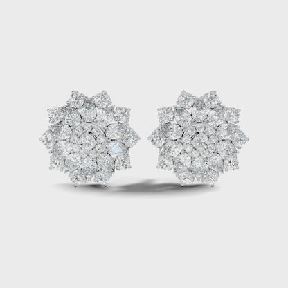 3.35 Ct Pear and Round Cut Lab Grown Diamond Floral Stud Earring