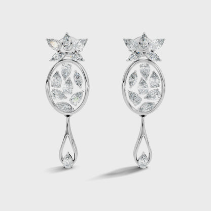 3.96 Ct Pear & Marquise Gold Drop Earrings | Classic Diamond Jewelry in 14K Solid Gold
