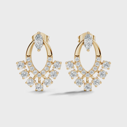 Marquise Shape Round & Marquise Cut Lab Grown Diamond Stud Earring