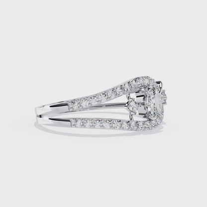 Oval And Round Cut Lab Grown Diamond Unique Handcrafted Prong Set Dainty Wedding Ring For Her