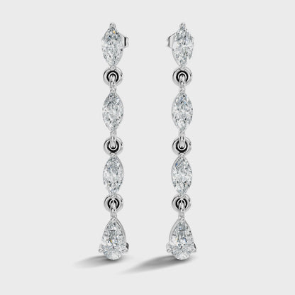 Marquise and Pear Cut Lab Grown Diamond Linear Drop Earring