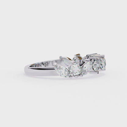 Marquise And Round Cut Diamond Half Eternity Elegance Antique Timeless Sparkling Engagement Band