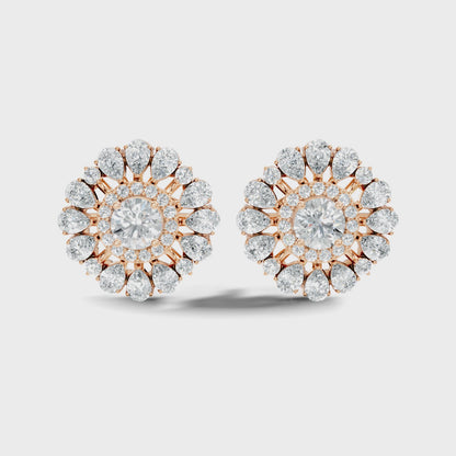 Round Center Lab Grown Diamond Pear Halo Stud Earring