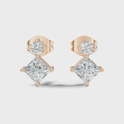 Princess Cut Lab Grown Diamond Drop Earring