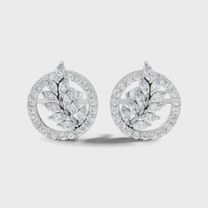 Marquise Cut Lab grown Diamond Leaf Halo Stud Earring