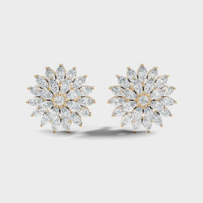 1.19 Ct Marquise Cut Lab Grown Diamond Floral Cluster Stud Earring