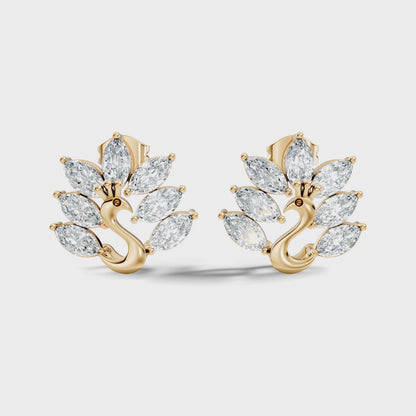 Marquise Cut Lab Grown Diamond swan Stud Earring