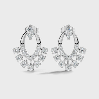 Marquise Shape Round & Marquise Cut Lab Grown Diamond Stud Earring