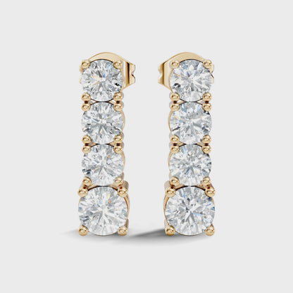 Round Shape Lab Grown Diamond Unique Drop Earring