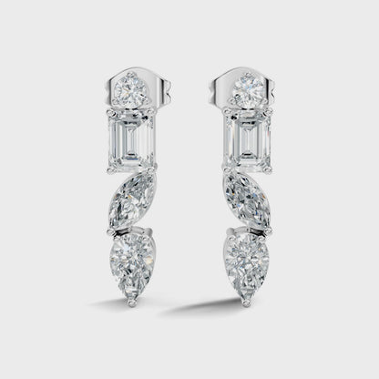 Multi Shaped Lab Grown Diamond Drop Earring