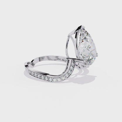 5.00Ct Pear And Round Cut White Colorless Diamond V Shape Antique Classic Stunning Wedding Ring Gift For Women's