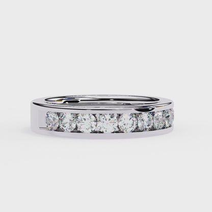 1.01Ct Round Cut High Quality Diamond Half Eternity Delicate Bezel Set Unique Handmade 14k White Gold  Party Wear Band