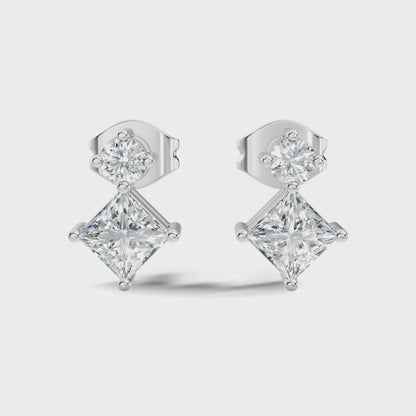 Princess Cut Lab Grown Diamond Drop Earring