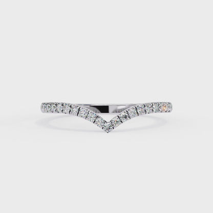 Round Cut Lab Grown Diamond V Shape 14k Yellow Gold Perfect Delicate Bridesmaid Band For Her