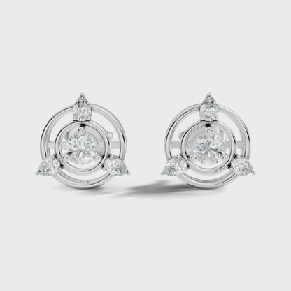Round Center Lab Grown Diamond Circle Frame Stud Earring