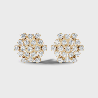 Round Lab Grown Diamond Vintage Stud Earring
