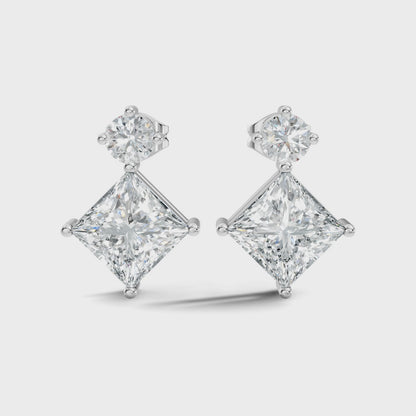 Classic Princess & Round Lab-Grown Diamond Stud Earrings Perfect Gift For Her
