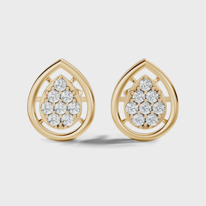 Round Cut Lab Grown Diamond Teardrop Frame Stud Earring