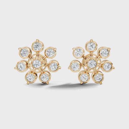 Stunning 2.64 Ct Round Diamond Earrings In 14K Solid Yellow Gold Gift Idea For Her