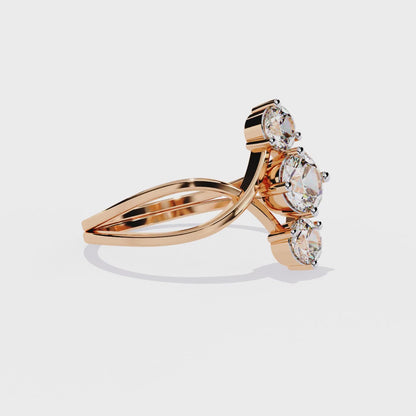 Antique Round Cut Lab Grown Diamond Vintage Inspired Cluster Three Stone Engagement Ring