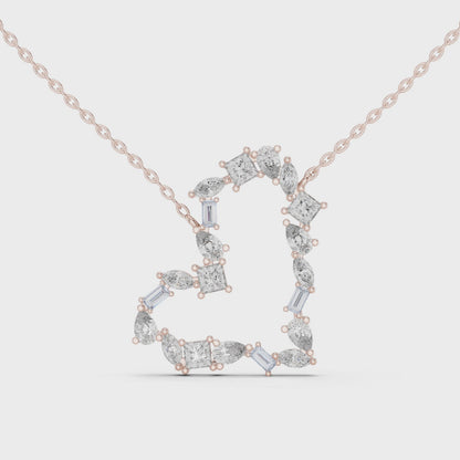 Multiple Diamond Heart Type Lab Grown-Natural Shining Diamond Pendant For Women