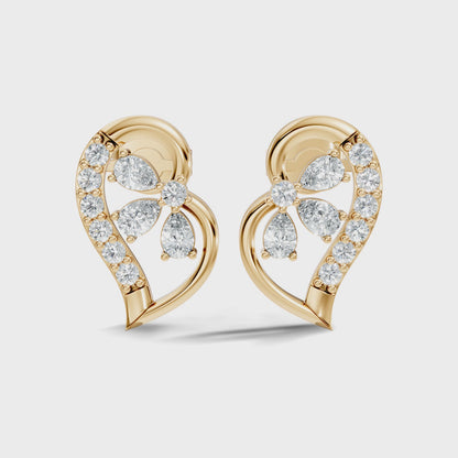 Round and Pear Cut Lab Grown Diamond Unique Classic Stud Earring