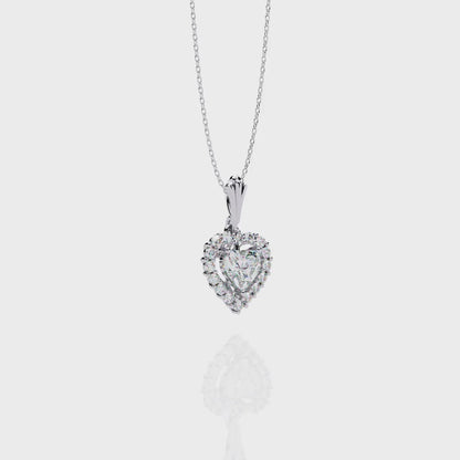 Heart Cut Lab Grown Diamond Halo Pendant
