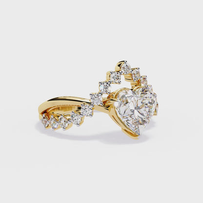Solitaire 2.62Ct Heart and Round Cut Diamond Antique Vintage Heart Crown Stunning Ring For Women's